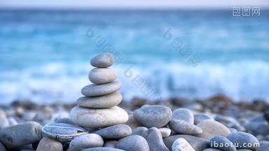 禅宗石头海滩冥想